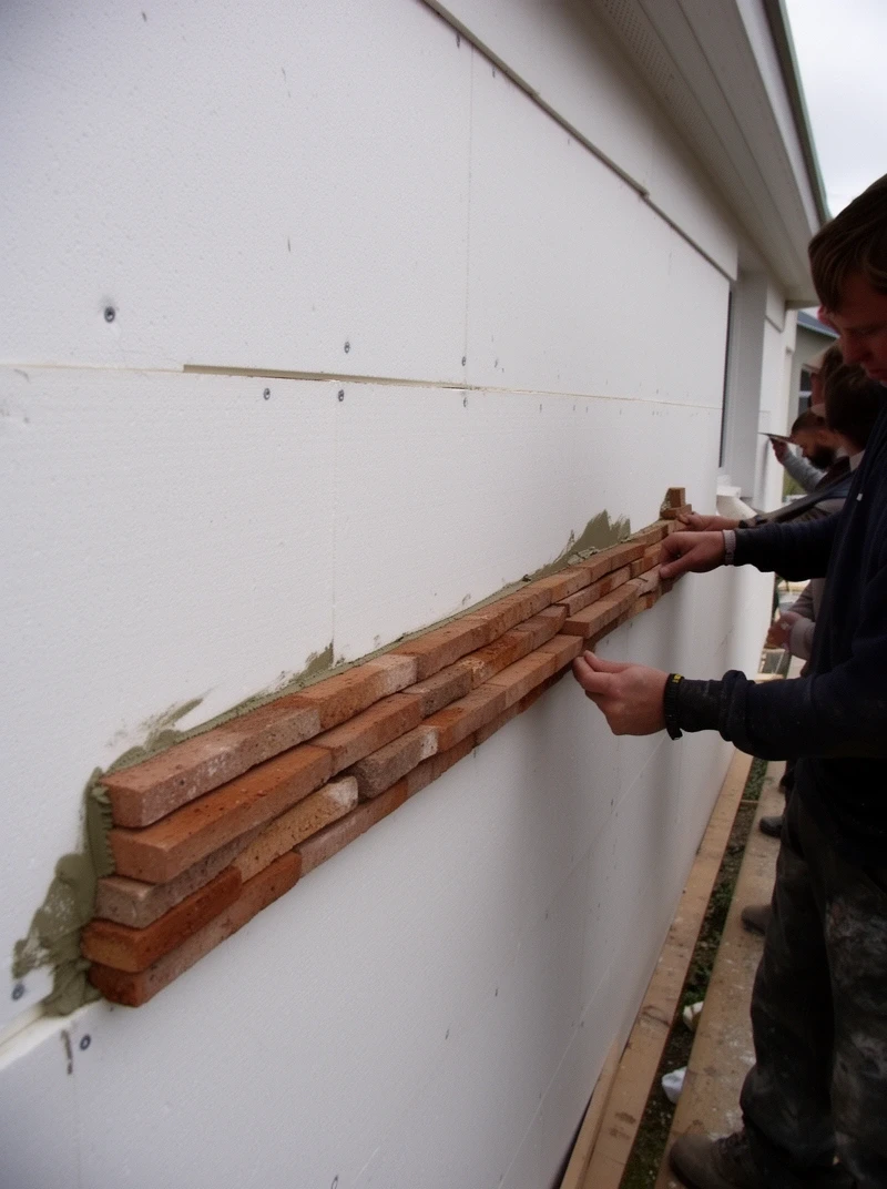 Klinkerriemchen auf gedämmter Wand