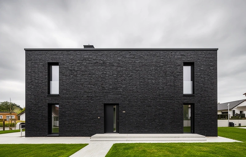 Dunkle Klinkerfassade nach Sanierung